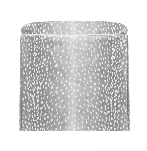 The Skirted Ottoman : Antelope Linen Print // Grey | upholstered bench | x bench | upholstered ot... | Etsy (US)