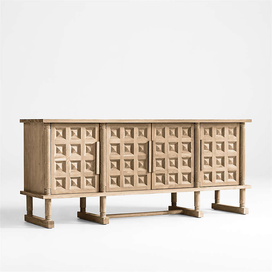 Honore Oak Wood 72" Media Console by Athena Calderone | Crate & Barrel | Crate & Barrel