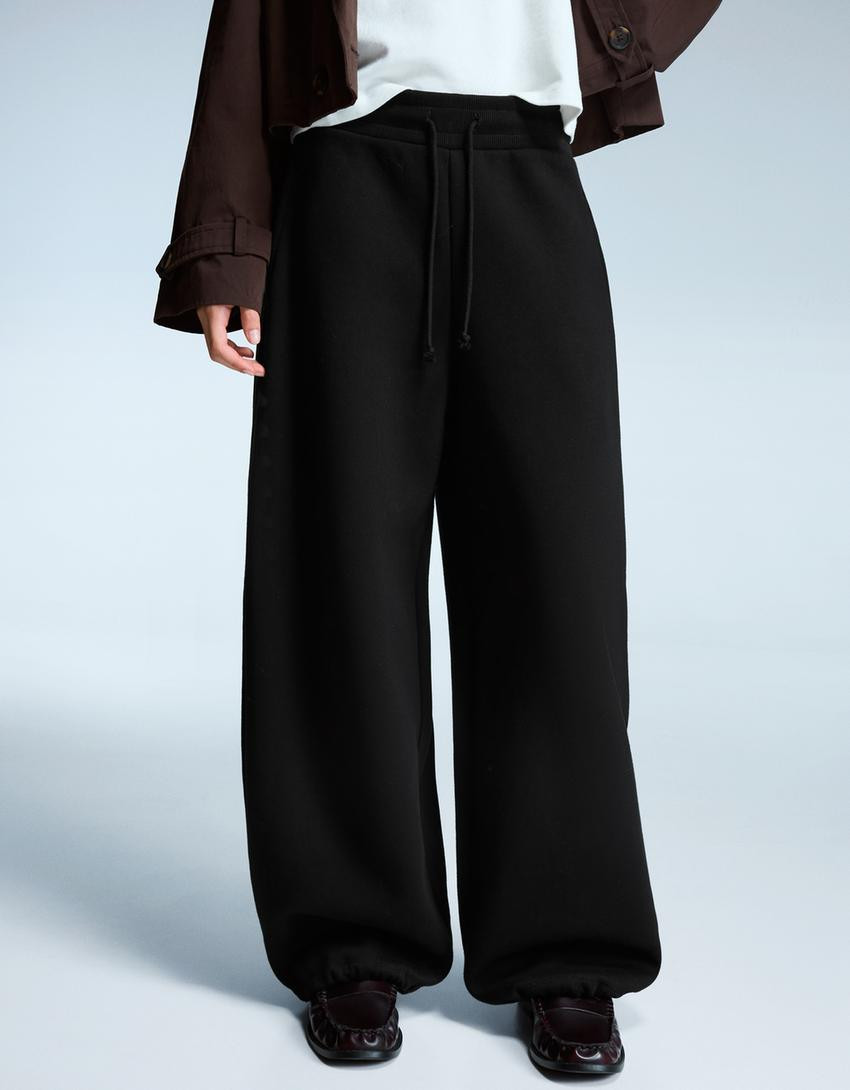 Plush trousers with barrel stoppers - Trousers - Women | Bershka GB