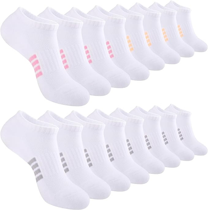 eallco 8 Pairs Ankle Socks for Women Running Athletic Cotton Low Cut Socks Cushioned | Amazon (US)
