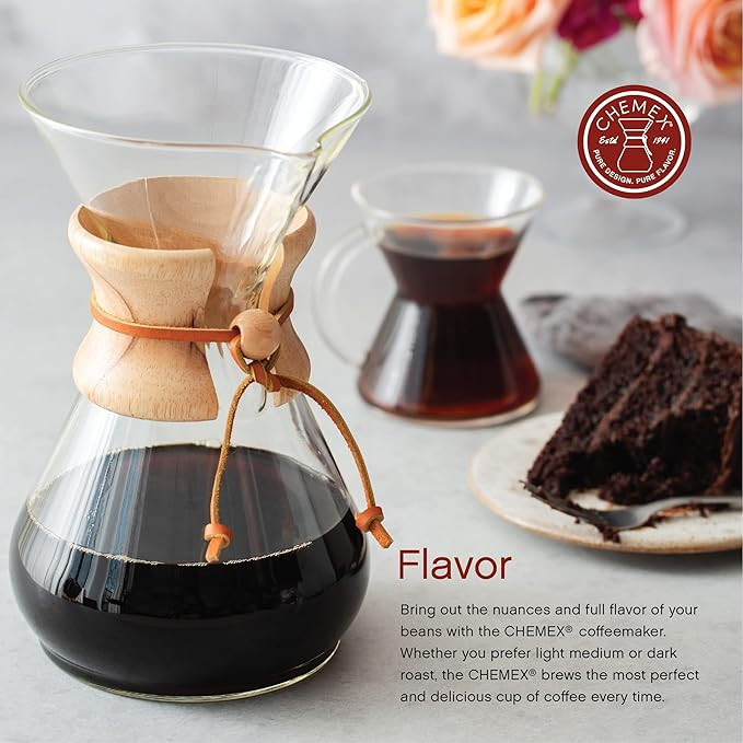 Amazon.com: Chemex Pour-Over Glass Coffeemaker - Classic Series - 8-Cup - Exclusive Packaging : H... | Amazon (US)