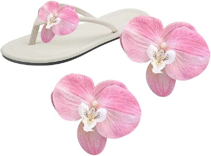 VASANA 2Pcs Light Pink Artificial Orchid Flower Shoe Clips Detachable High Heel Shoes Buckle Sand... | Amazon (UK)