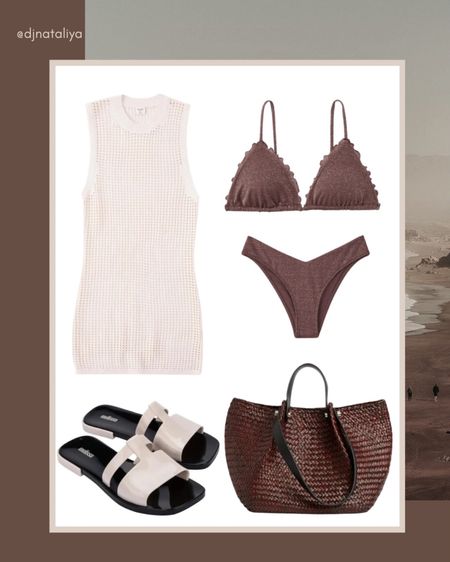 Brown bikini 
White beach cover up 
Beach dress
Slide sandals 
Straw bag

#bikinisets #bikini #beachvacation #beachoutfits #beachcoverup

#LTKSeasonal #LTKswim #LTKHoliday