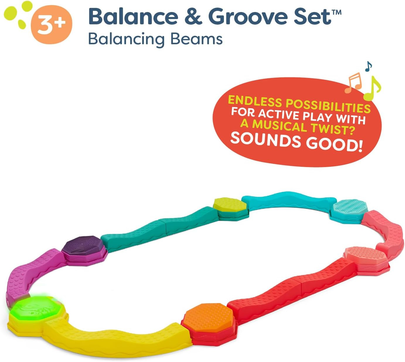 B. toys – Balance Beam for Kids – Musical Games & Activities – 5 Sensory Stones, 8 Wavy Bea... | Amazon (US)