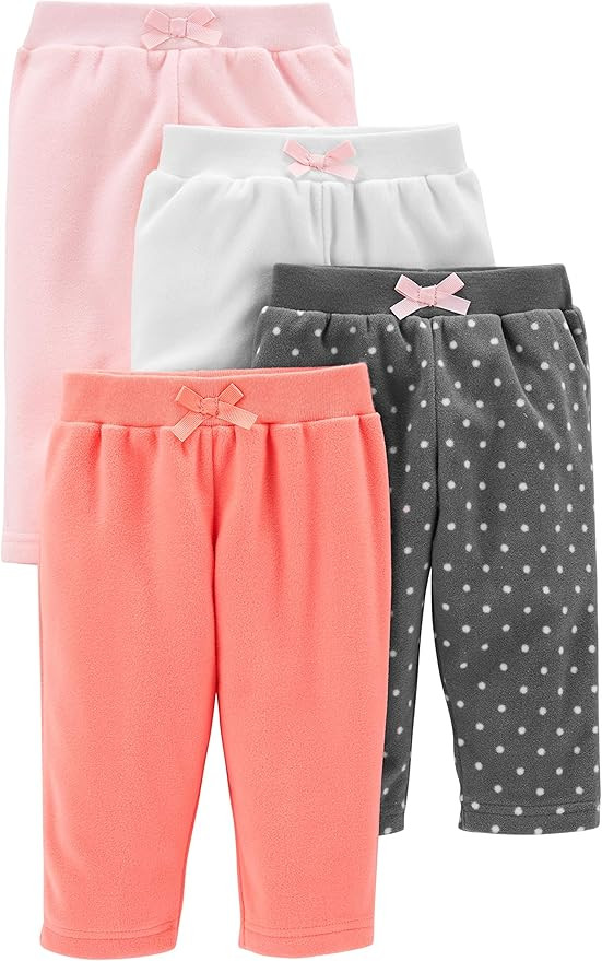 Simple Joys by Carter's Girls' 4-Pack Fleece Pants | Amazon (US)