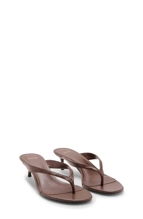 MANGO Kitten Heel Thong Sandal in Chocolate at Nordstrom, Size 38 | Nordstrom