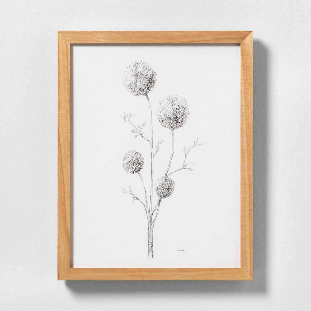 11"" X 14"" Flowering Branch Wall Art with Natural Wood Frame - Hearth & Hand with Magnolia | Target