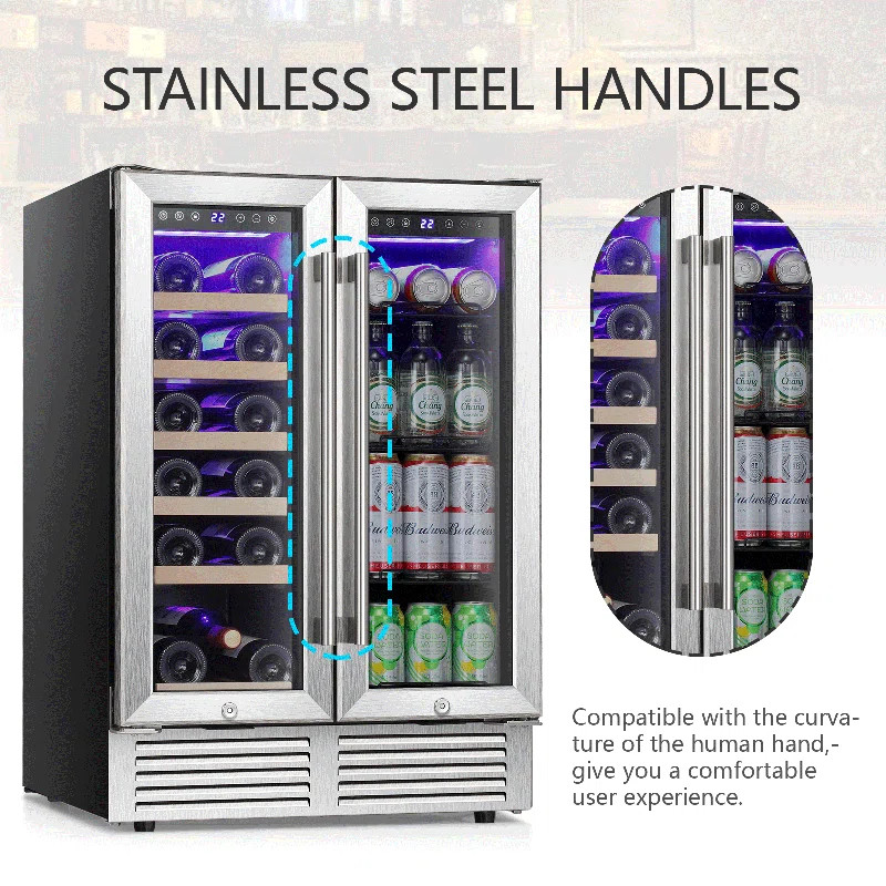 23.4'' 18 Bottle and 56 Can Dual Zone Freestanding/Built-In Wine & Beverage Refrigerator | Wayfair Professional
