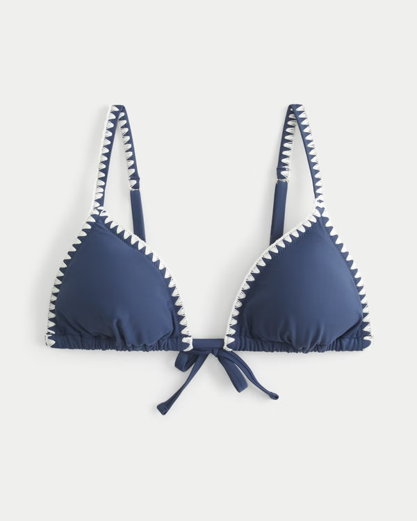 Women's Embroidered Stitch Triangle Bikini Top | Women's Swimwear | HollisterCo.com | Hollister (US)