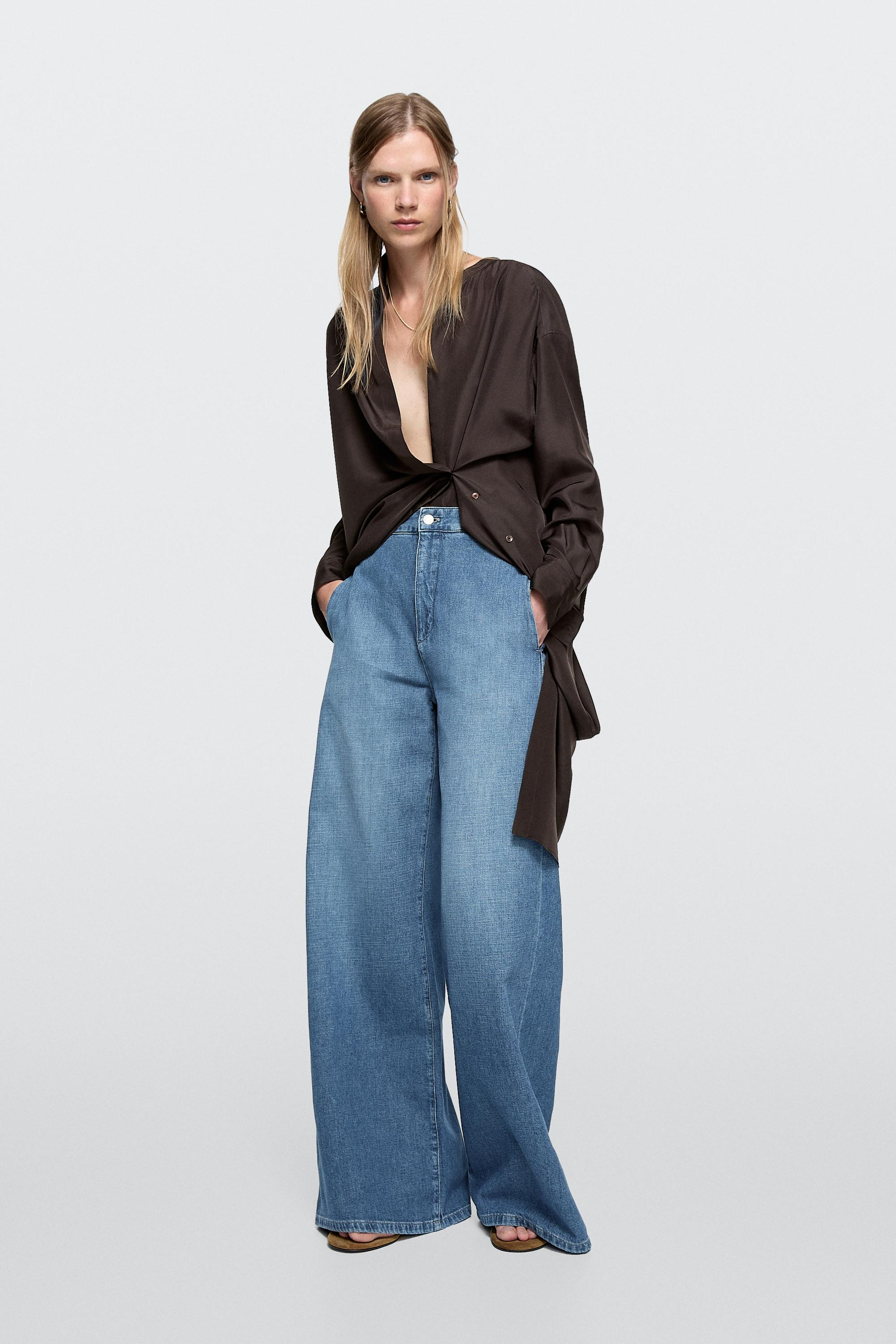 High-waist wide-leg jeans | Massimo Dutti US
