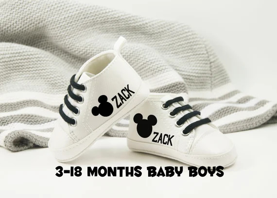 White Mickey Mouse Baby Shoes - Baby Boy - Mickey Birthday - Disney - Disneyland - Disneyworld - ... | Etsy (US)