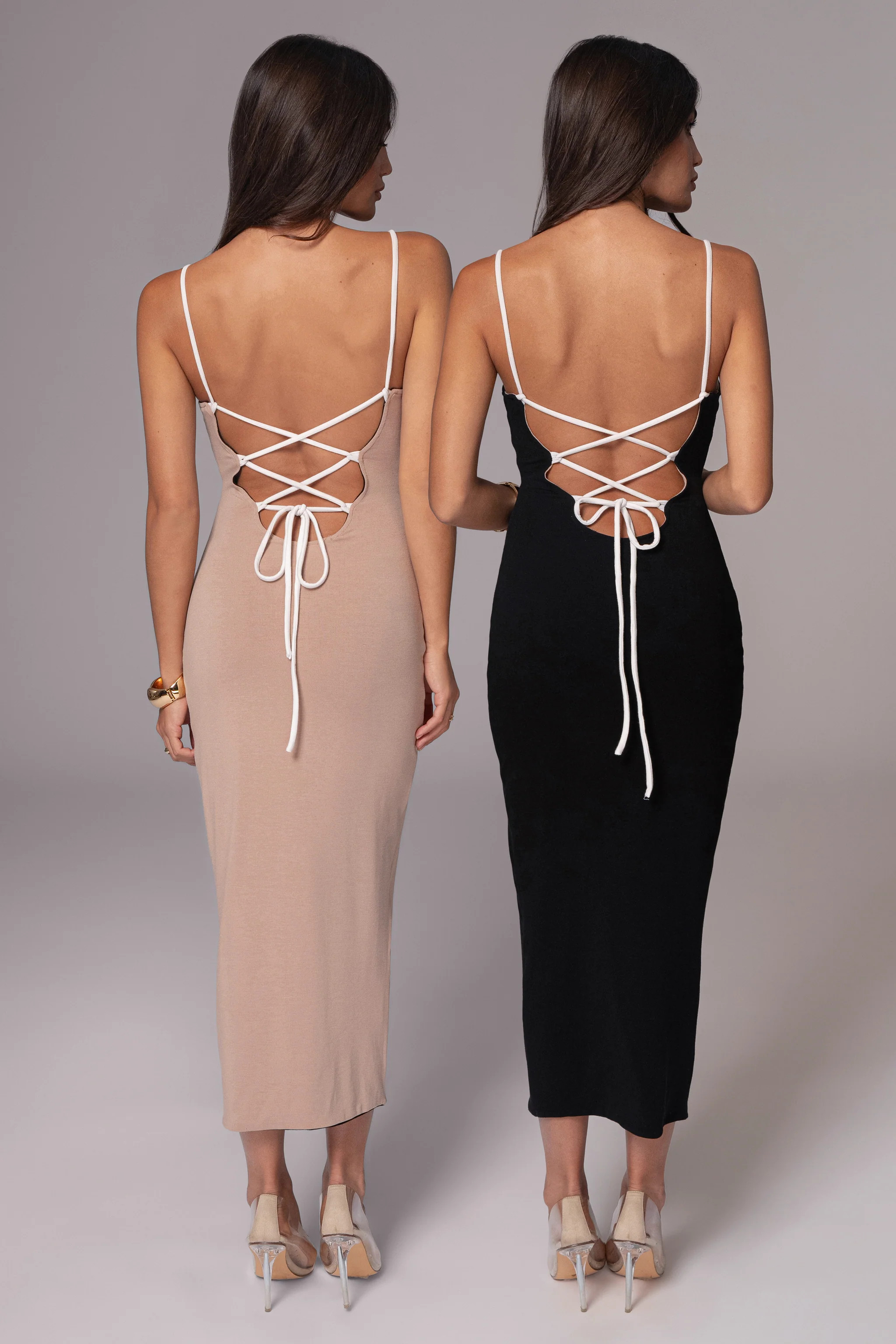 Black/Beige Katia Reversible Dress | JLUXLABEL