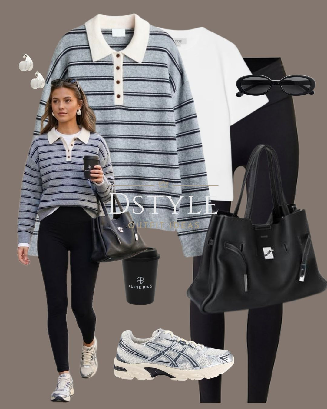 The perfect off-duty outfit: a comfy striped knit sweater and leggings. 
tags: striped polo sweater, knitwear trend, black leggings, athleisure, casual fall outfit, off duty style, cozy fall look, fall outfit inspiration.

#LTKootd #LTKTravel