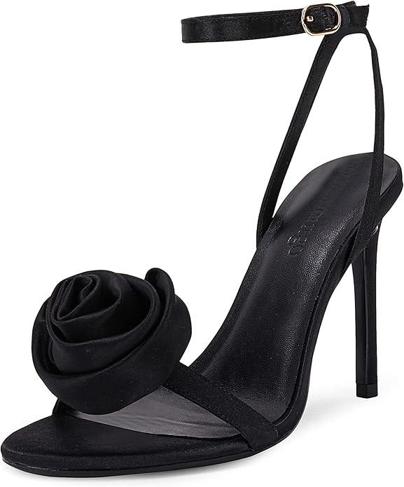 Womens Open Toe Heeled Sandals Flower Ankle Buckle Strap Stiletto High Heels Comfort Slingback Su... | Amazon (US)