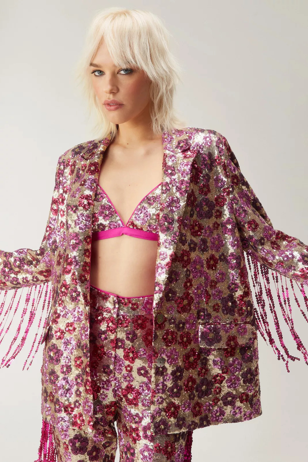 Floral Sequin Fringe Blazer | Nasty Gal US