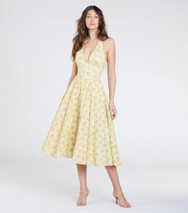 Set For Spring Halter Corset Floral Midi Dress | Windsor Stores