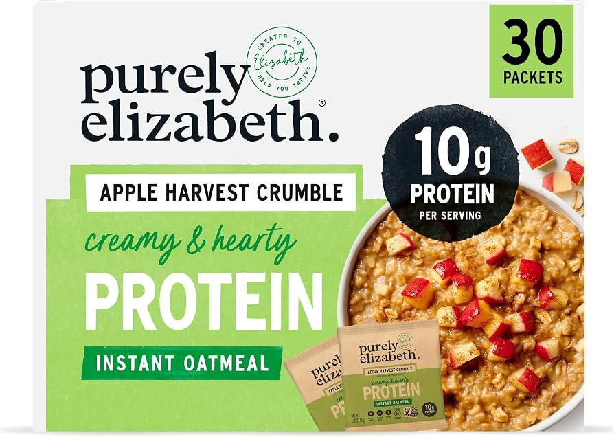 Purely Elizabeth Creamy & Hearty Protein Instant Oatmeal, Apple Harvest Crumble, Vegan Friendly, ... | Amazon (US)