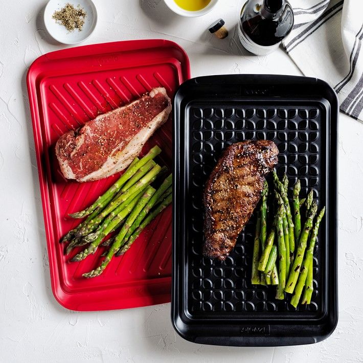 Grill Prep Trays, Set of 2, Large, Red &amp;amp; Black | Williams-Sonoma