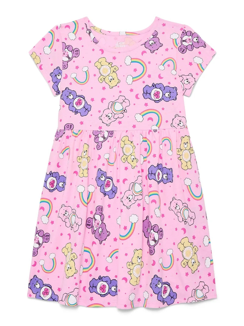 Care Bears Girls' Allover Print Dress with Short Sleeves, Sizes 4-12 | Walmart (US)