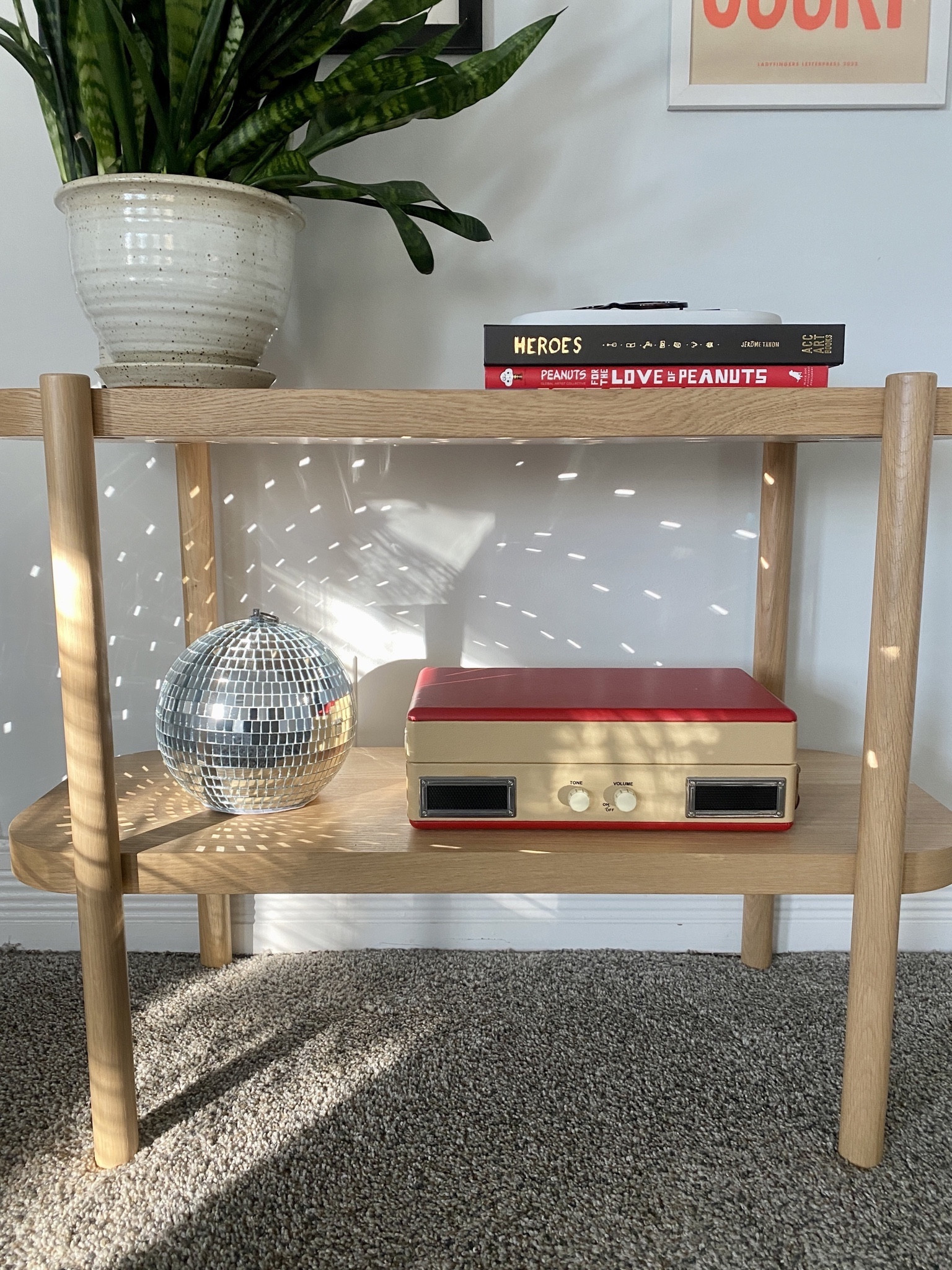 🪩 next to our record player! This one’s $11.99 from Michael’s and it’s the perfect dupe for the viral Anthro one! 

🏷️ Listerby table from IKEA

#LTKstyletip #LTKhome #LTKsalealert