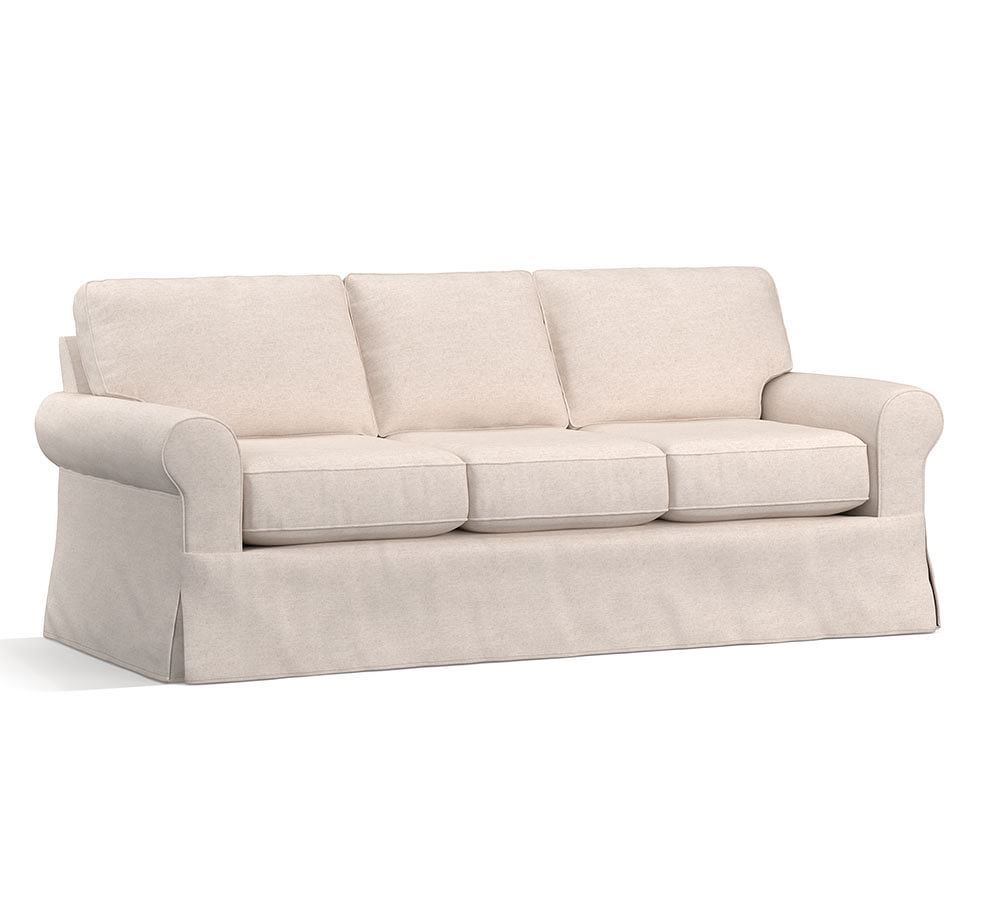 Buchanan Roll Arm Slipcovered Sofa 87", Polyester Wrapped Cushions, Twill Cream | Pottery Barn (US)