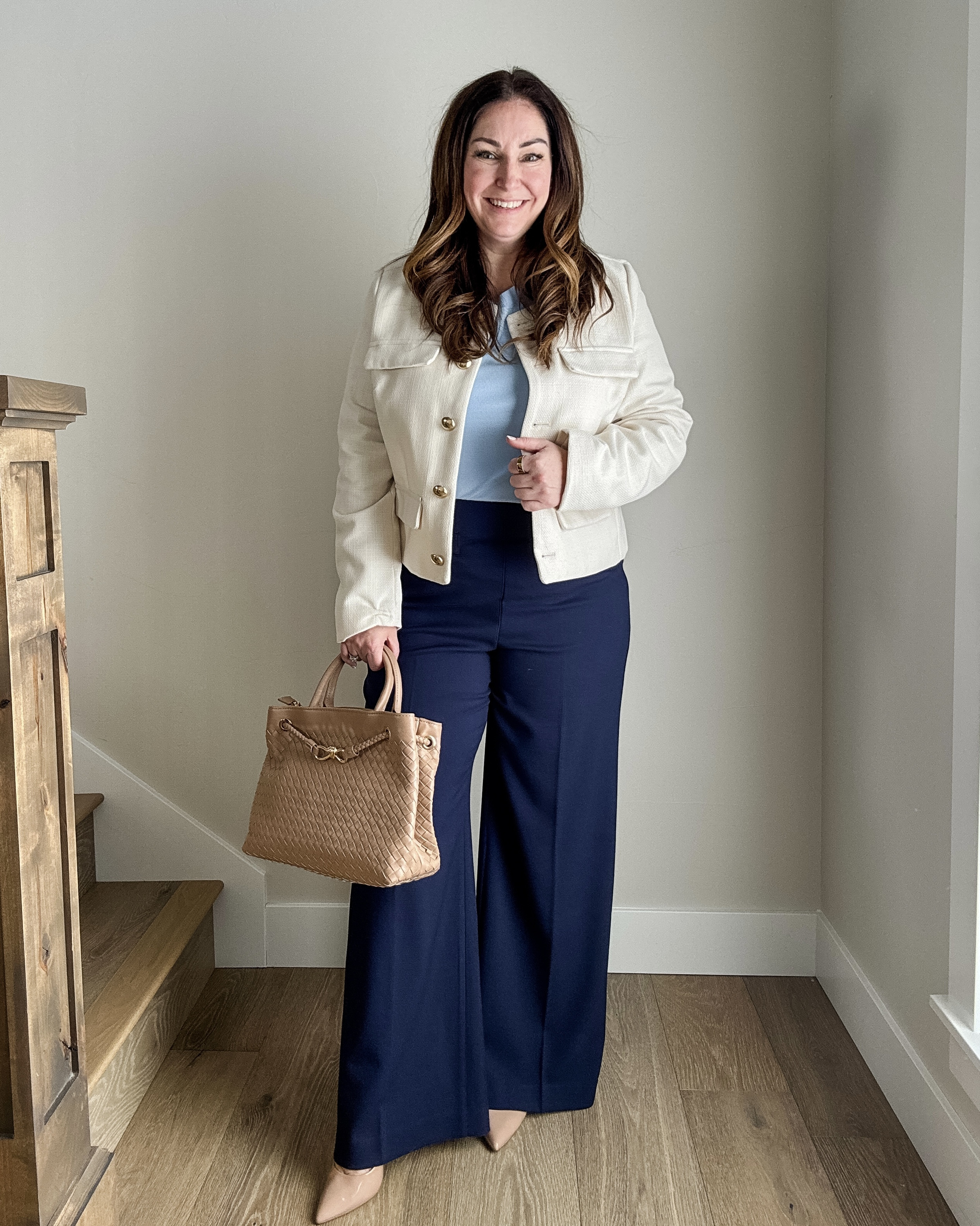 Target Lady Jacket with Baby Blue Sweater and Navy Pants from Workwear Look.  Wearing jacket and sweater, L and pants, 14 

 

#LTKMidsize #LTKFindsUnder50 #LTKWorkwear