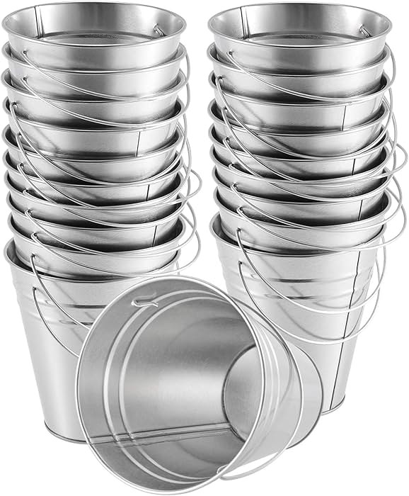 20 Pack 4.5 x 5 Inches Galvanized Metal Buckets with Handle, Multifunctional Metal Pails, Small M... | Amazon (US)