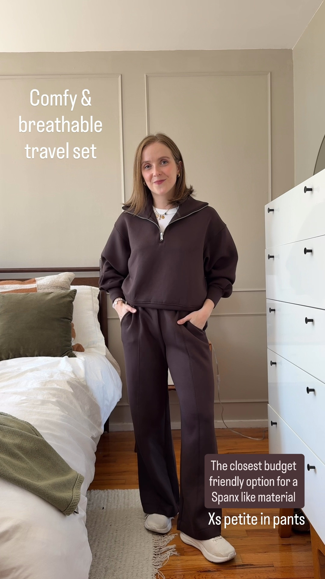 Comfy and breathable loungewear set very similar to Spanx material
My go to airplane look 30% off w/ code EXTRA 
Wearing xs petite in sweatpants and xs reg in sweatshirt 

Travel outfit

#LTKootd #LTKSaleAlert #LTKPetite