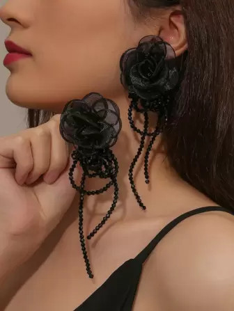 Flower Decor Bead Drop Earrings | SHEIN