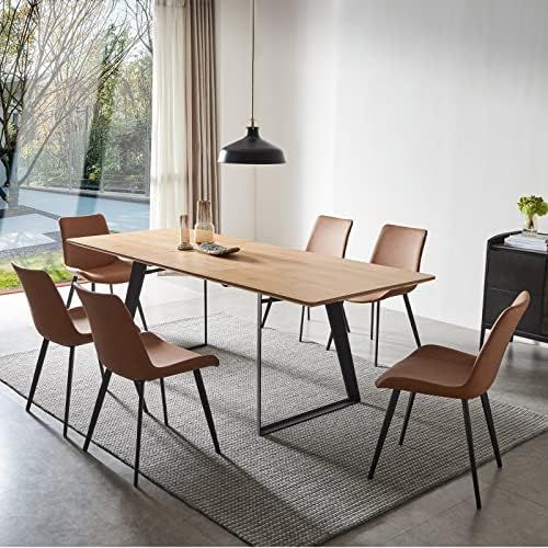 ZckyCine Modern mid-Century Dining Table Dining Table and Chairs for 6 Rectangular Wooden Dining Table Expandable Dining Table Space-Saving Multifunctional Dining Table | Amazon (US)