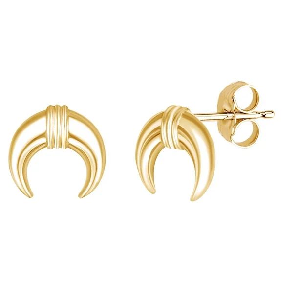 14k Yellow Gold Over Sterling Silver Half Horn Stud Earrings For Women | Walmart (US)