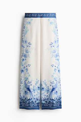 H & M - Printed Lyocell Pants - Cream/Blue Floral | H&M (US + CA)