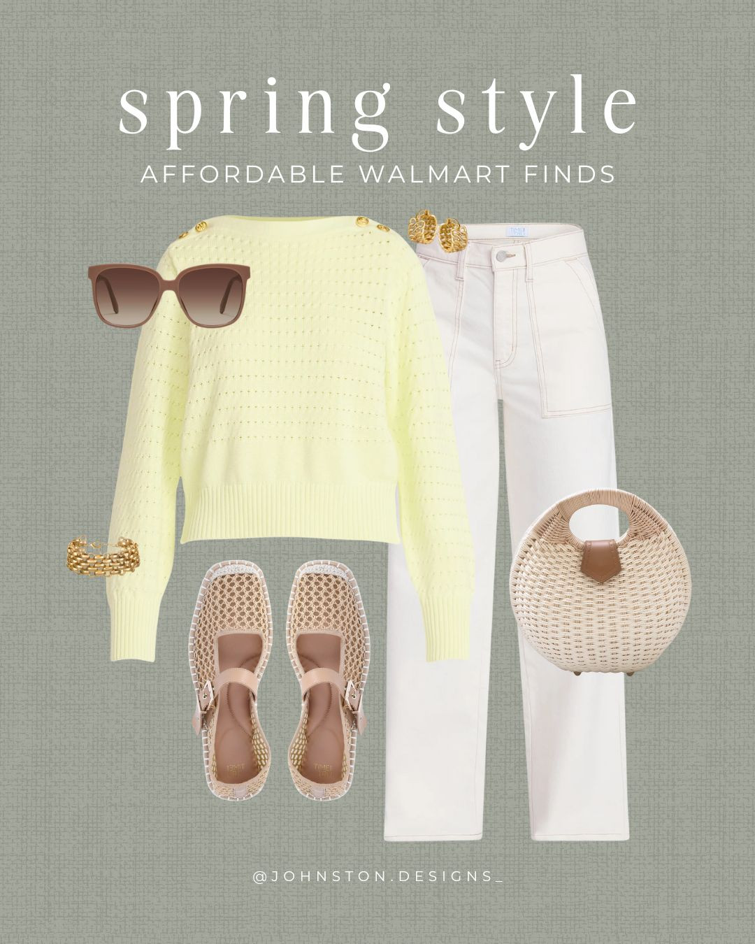 Fresh spring style from Walmart! 💛 Light knits, easy denim and woven accessories for everyday wear.

Walmart fashion, spring outfit, pastel sweater, straight leg jeans, mary jane sandals, straw bag, gold jewelry, casual wear, affordable finds, winter to spring, workwear, spring break, look for less.  

 #LTKootd #LTKSeasonal