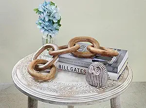 Wood Chain Link Decor Hand Carved 5-Link Wood Knot Decorative Chain, Rustic Wood Link Decorative ... | Amazon (US)