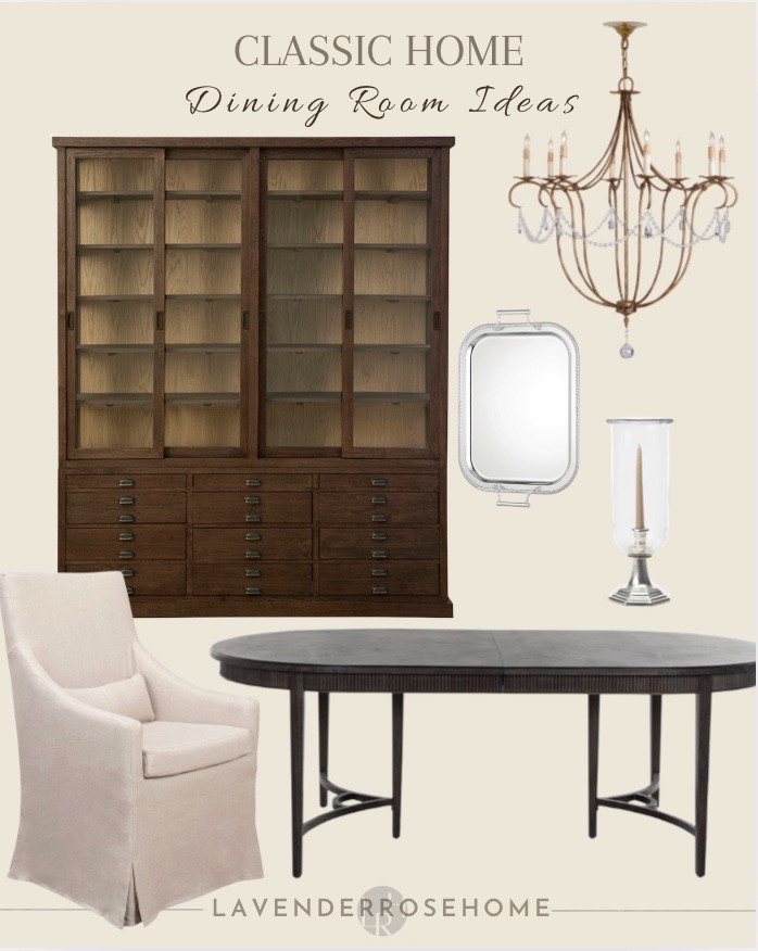 Classic pieces for a beautiful dining space.

Dining Table. Display Cabinet. China Cabinet. Upholstered Dining Chair. Silver Tray with Handles. Chandelier. Candle Hurricane. Dining Room Inspo. Lavender Rose Home. Classic + Collected Home.

#LTKSaleAlert #LTKHome