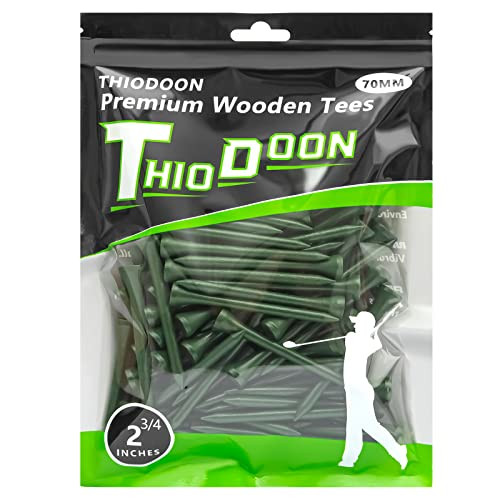 THIODOON Golf tees 2 3/4 inch Less Friction Wood Tees Training for Golfer Professional Natural Wood Golf tees Bulk 100 Count Golfing Tees(Green,2-3/4 inch 70mm) | Amazon (US)