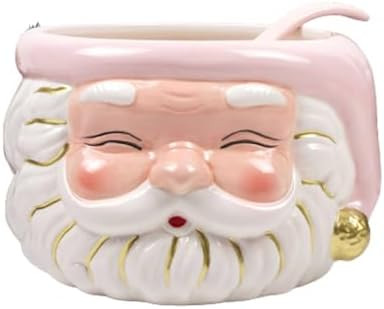 8 Oak Lane Home Decor Pink Christmas Santa Punch Bowl & Ladle 9.5" x 9.5" x 6" | Amazon (US)