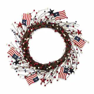Glitzhome 22 D Patriotic/Americana Flag and Berry Wreath | Kroger