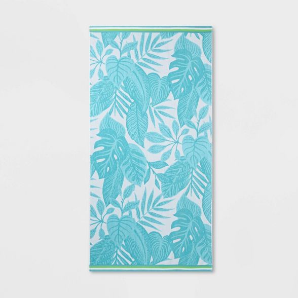 XL Palm Leaves Beach Towel Blue - Sun Squad™ | Target
