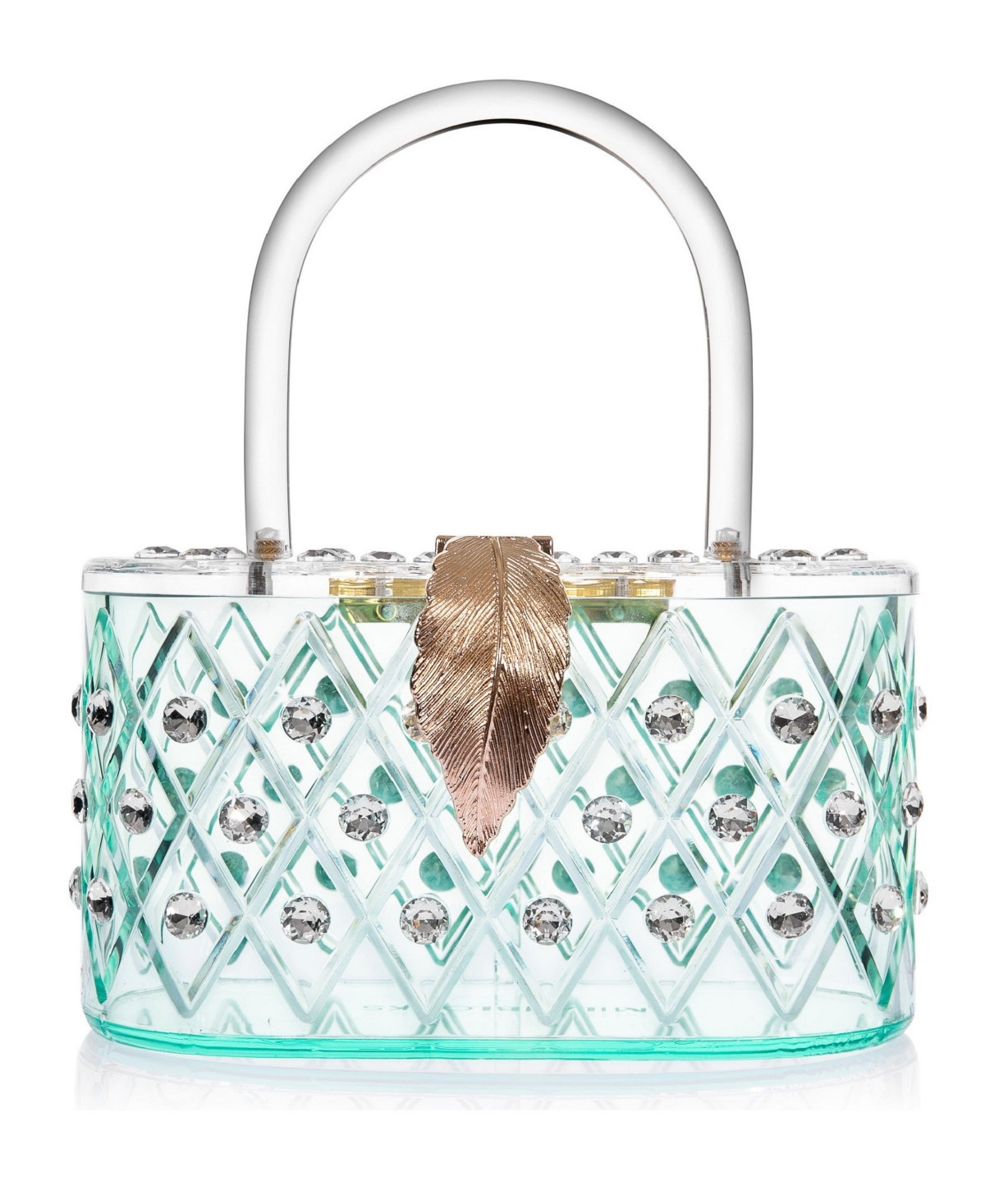 Milanblocks 1950 Retro Style "Spearmint Ice" Crystal Lucite Box Clutch Bag - Spear Mint | Macy's