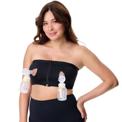 Motherhood Maternity Women's Maternity Seamless Front Close Nursing and Hands-Free Pumping Bandeau Bra- Black, Small | Target