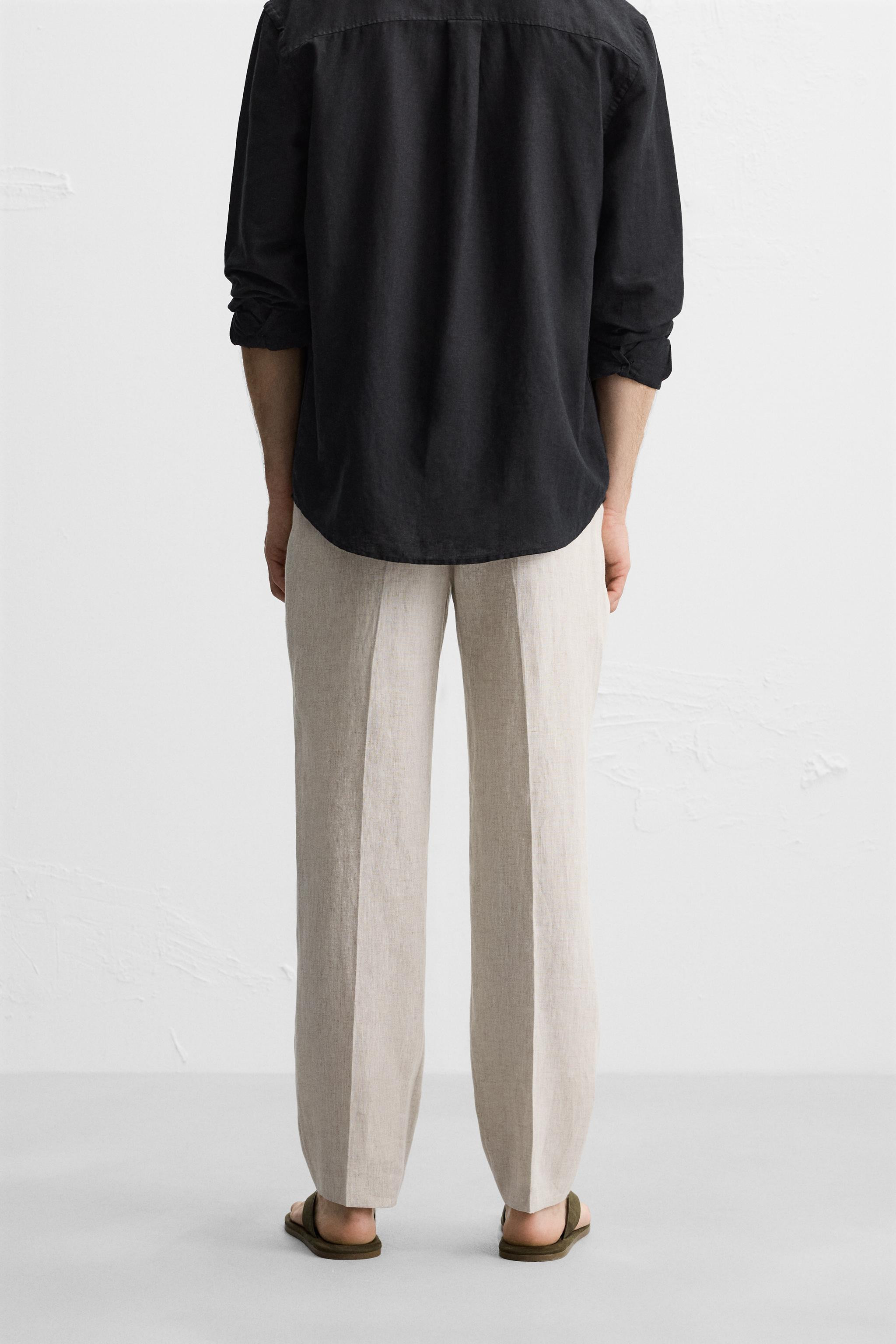 100% LINEN PLEATED TROUSERS | Zara UK