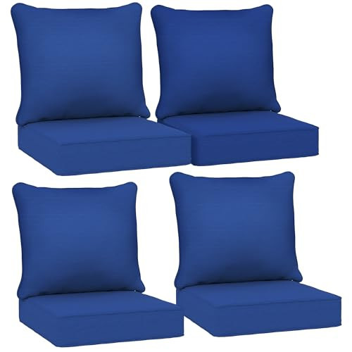Outsunny Outdoor Chair Cushions Set of 4, Fade Resistant, 24 x 24 in Deep Seat, Patio Cushions for Chair, Sofa, and Outdoor Furniture, Navy Blue | Amazon (US)