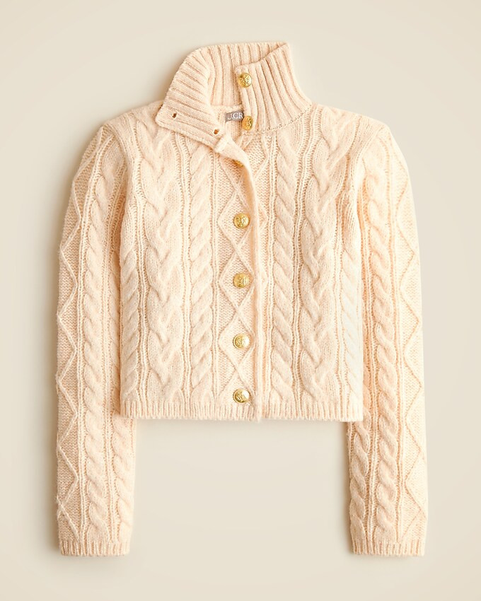 Cable-knit turtleneck cardigan sweater | J. Crew US