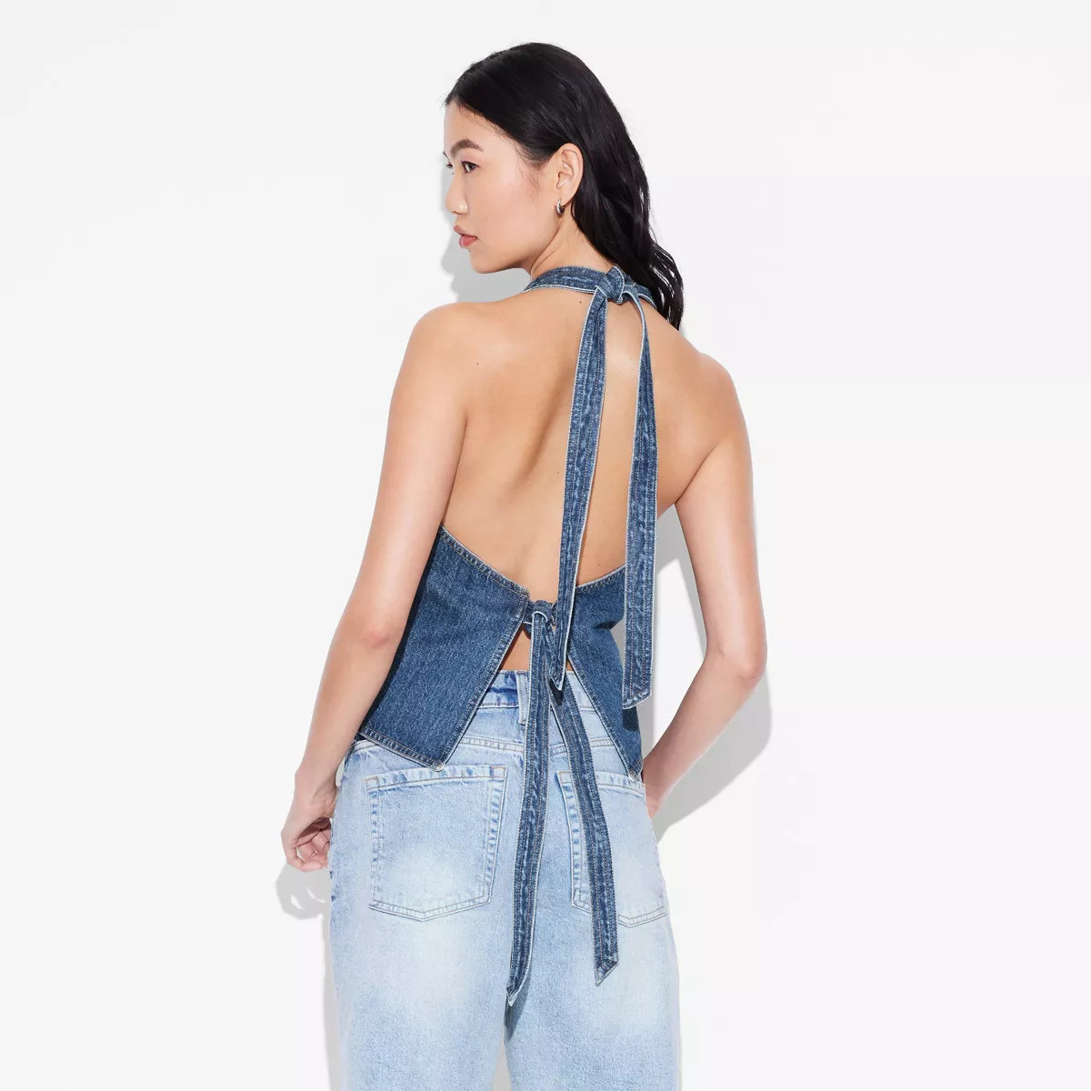 Women's Open-Back Halter Denim Vest - Wild Fable™ | Target