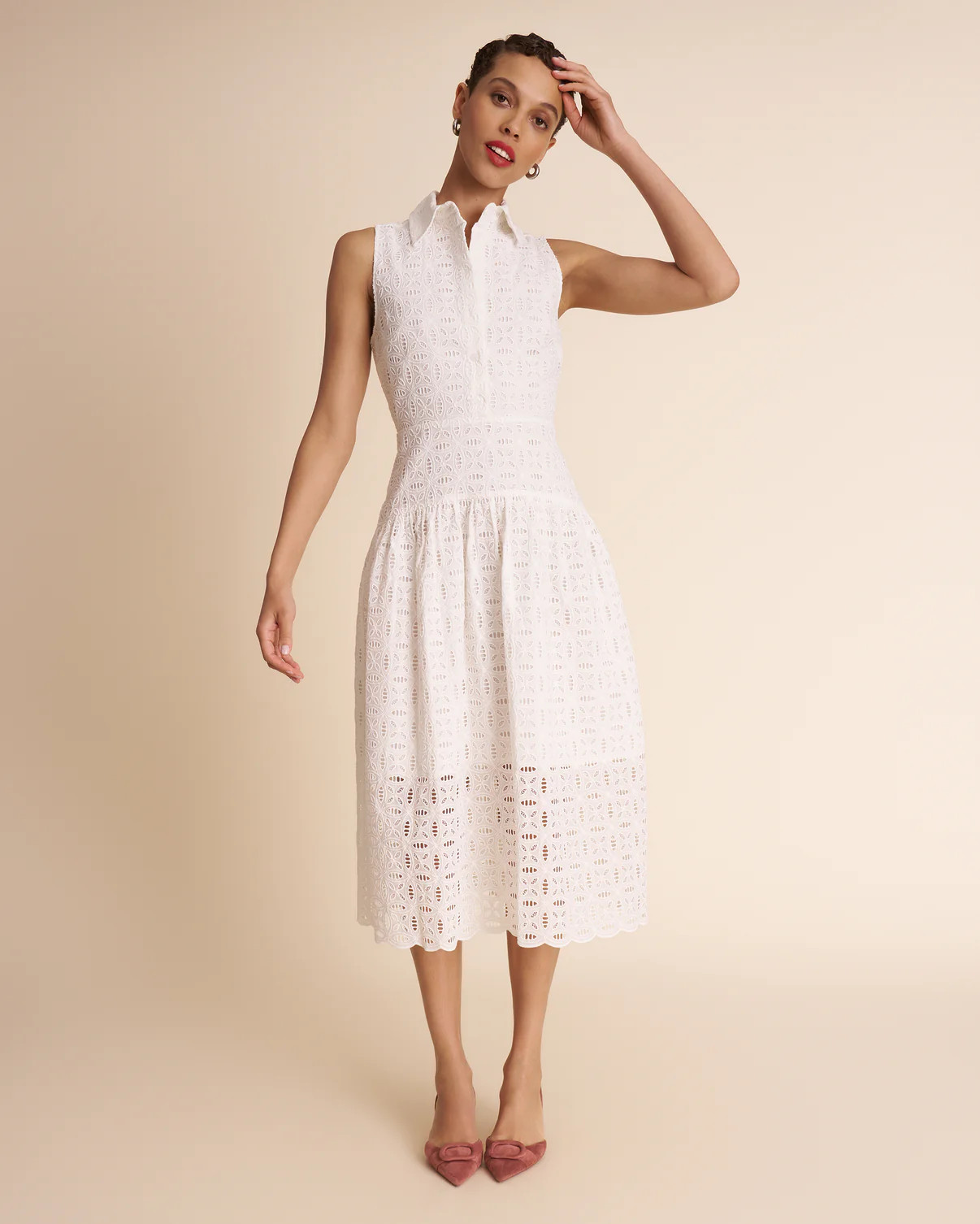Theodora Aperitivo Dress - Circular Eyelet :: White | MM LaFleur