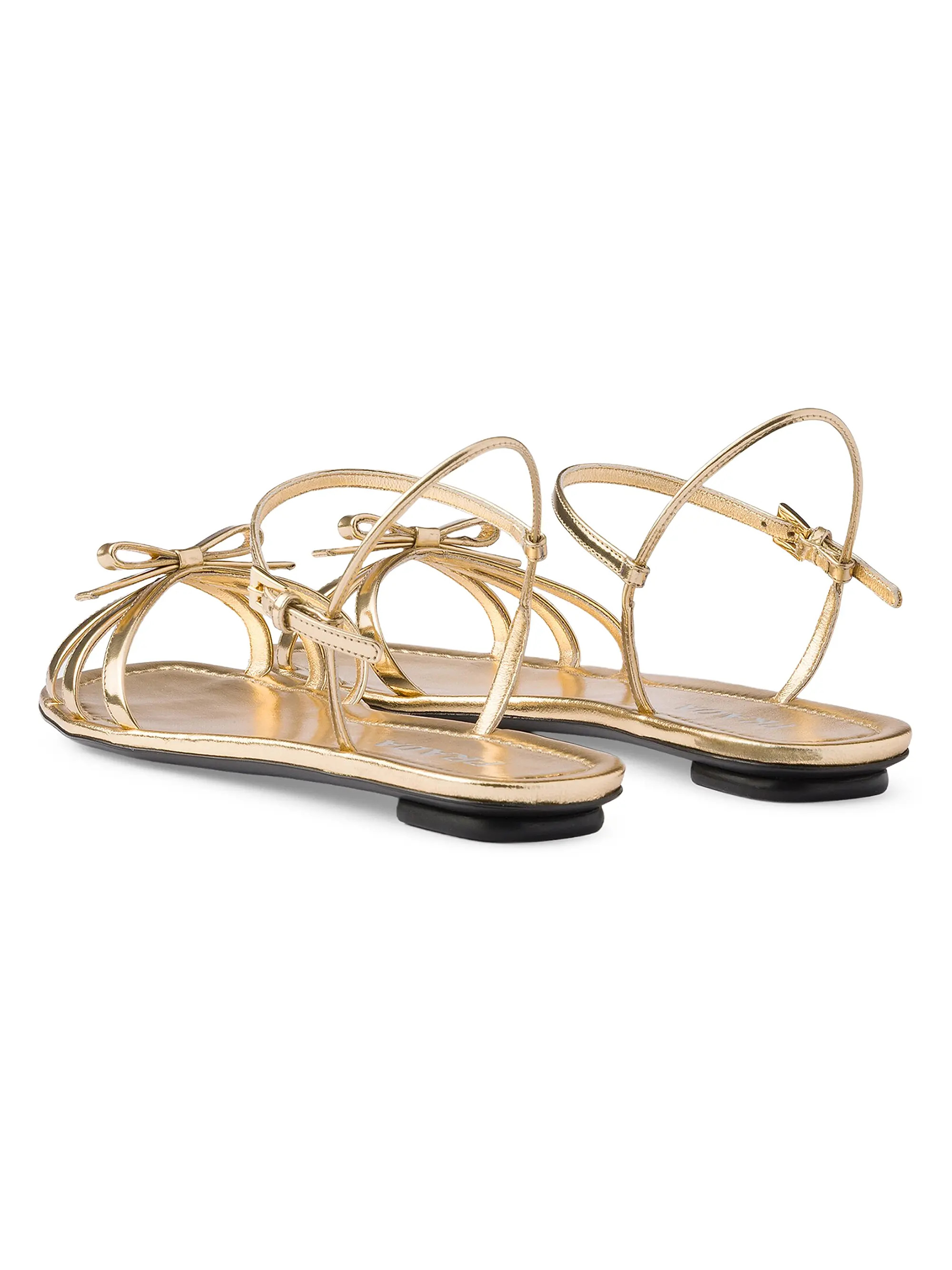 Prada Flat Metallic Leather Sandals | Saks Fifth Avenue | Saks Fifth Avenue
