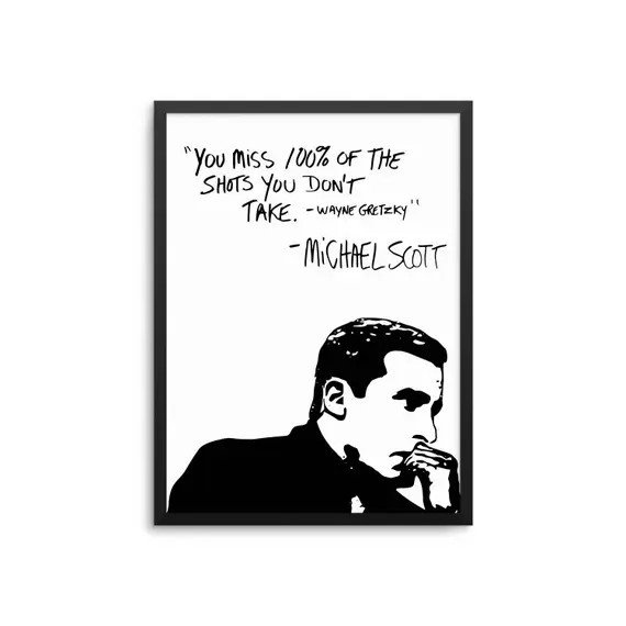 Michael Scott Wayne Gretzky Quote Poster the Office TV Show | Etsy | Etsy (US)