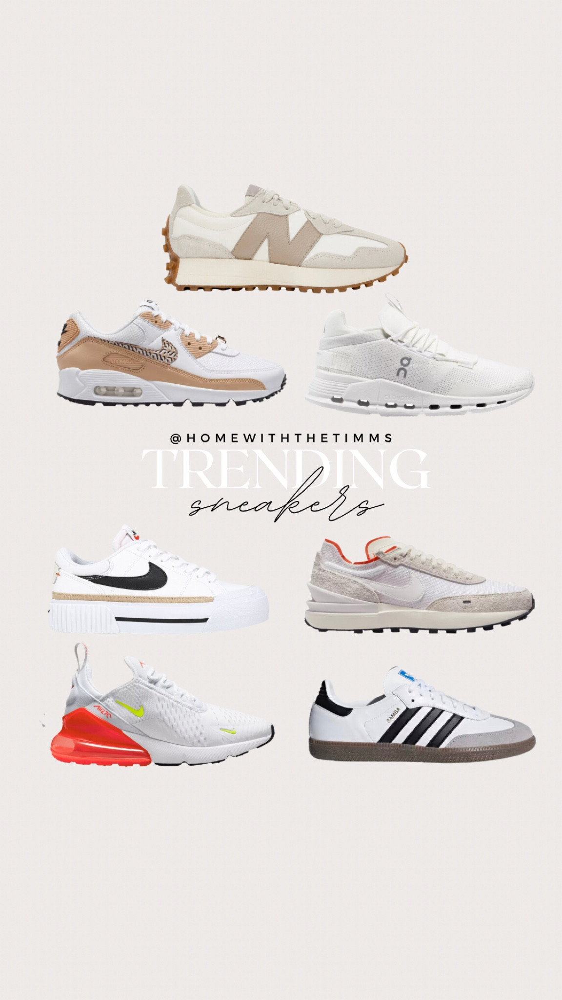 Trending sneakers I am loving! So many great neutral sneakers and a couple more unique pairs  

#LTKFind #LTKSeasonal #LTKshoecrush