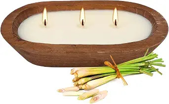 Citronella Scented 3-Wick Candle (8oz) Oval Wood Bowl Candle, Clean Burning & Smokeless, Decorati... | Amazon (US)